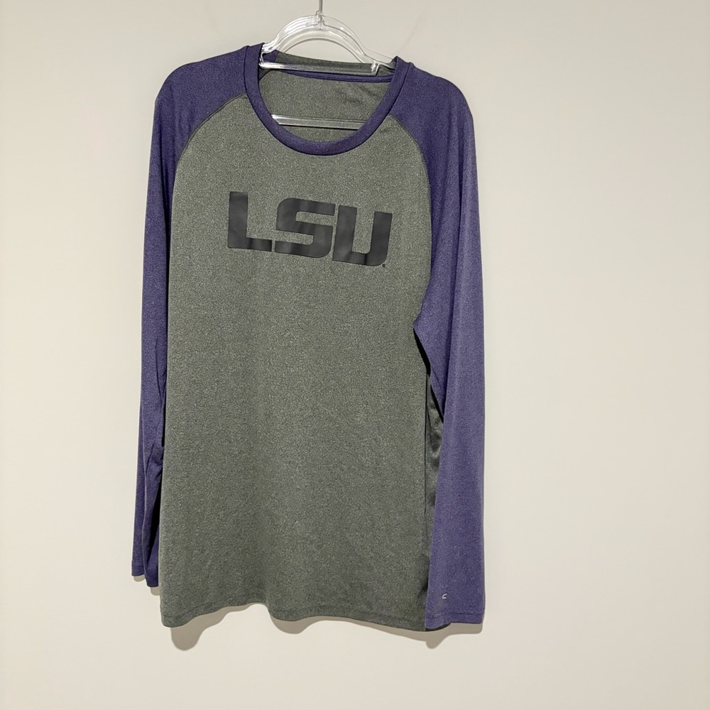 LSU‎ Tigers Long Sleeve Raglan Shirt purple grey size 2XL